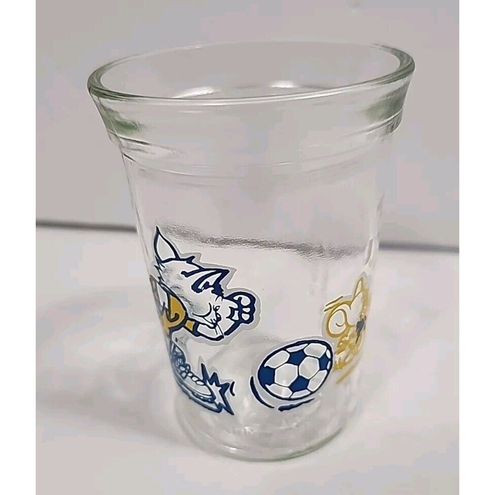 Vintage Tom and Jerry Welch's Jelly Jam Jar Soccer Glass 1991 Drinking Glass 4"